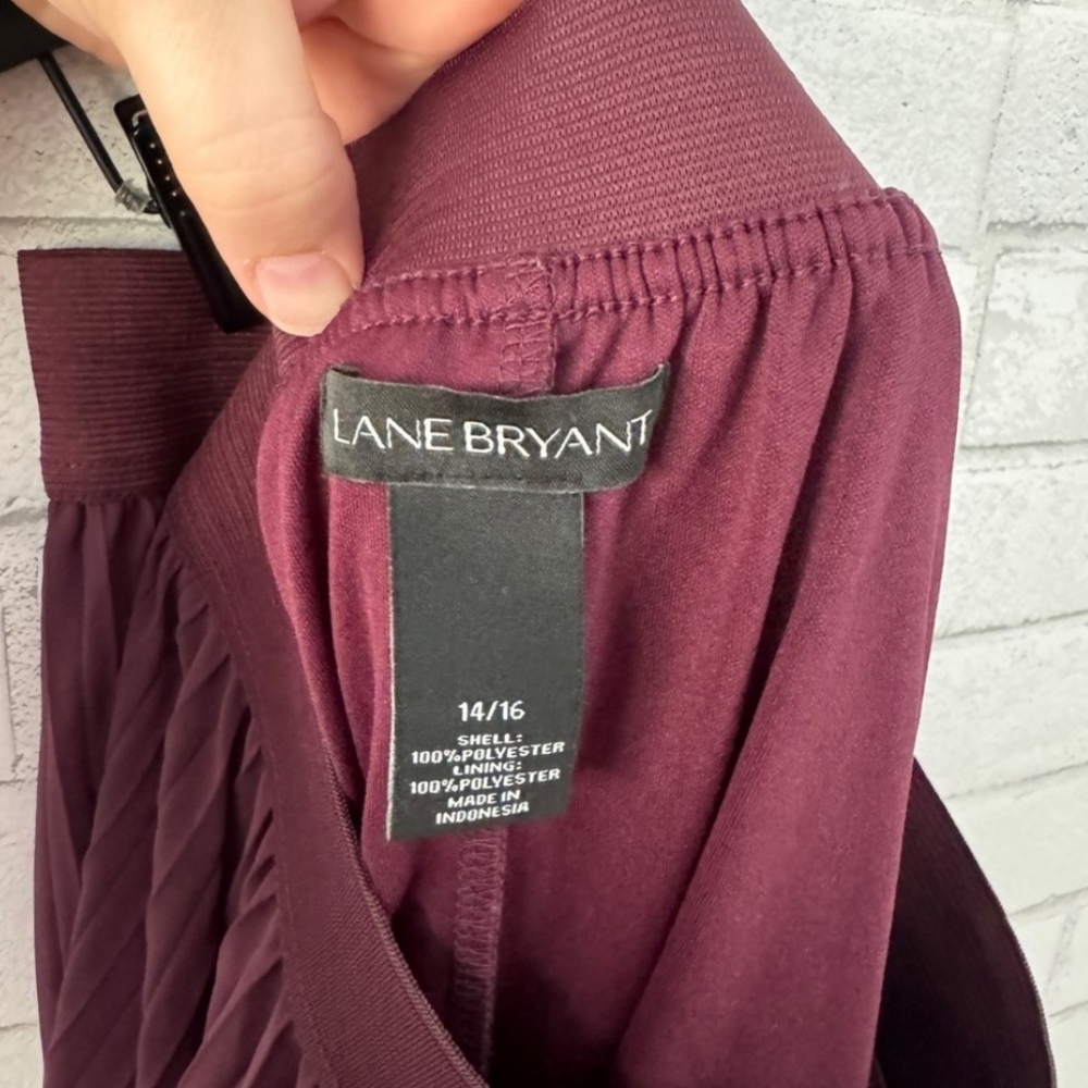 Lane Bryant Plum Pleated A-Line Skirt - Picture 3 of 4